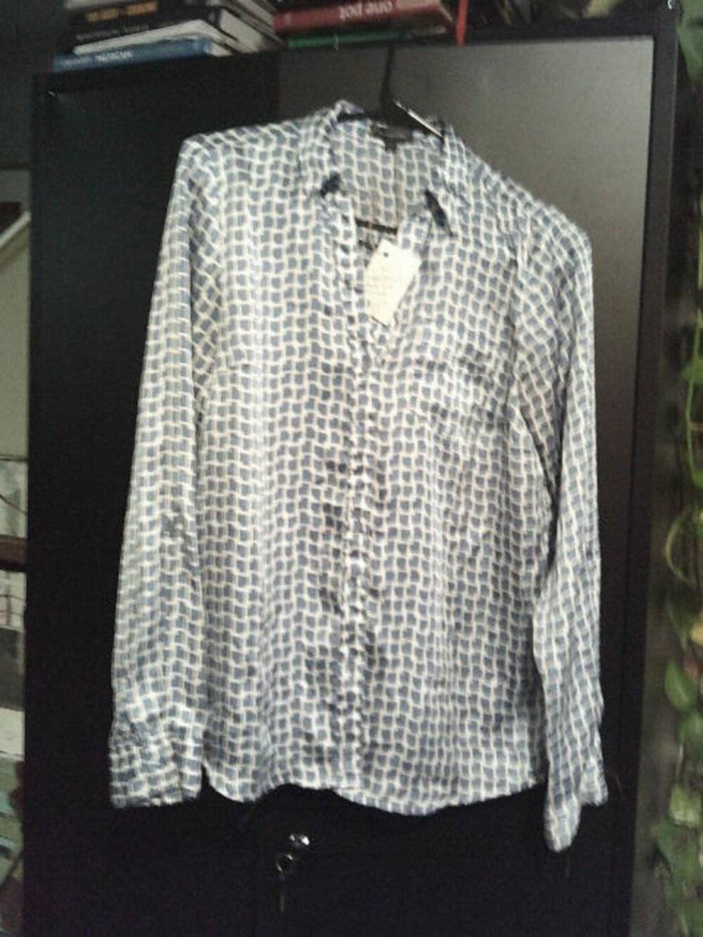 Limited Light Blue and Tan Silk Top